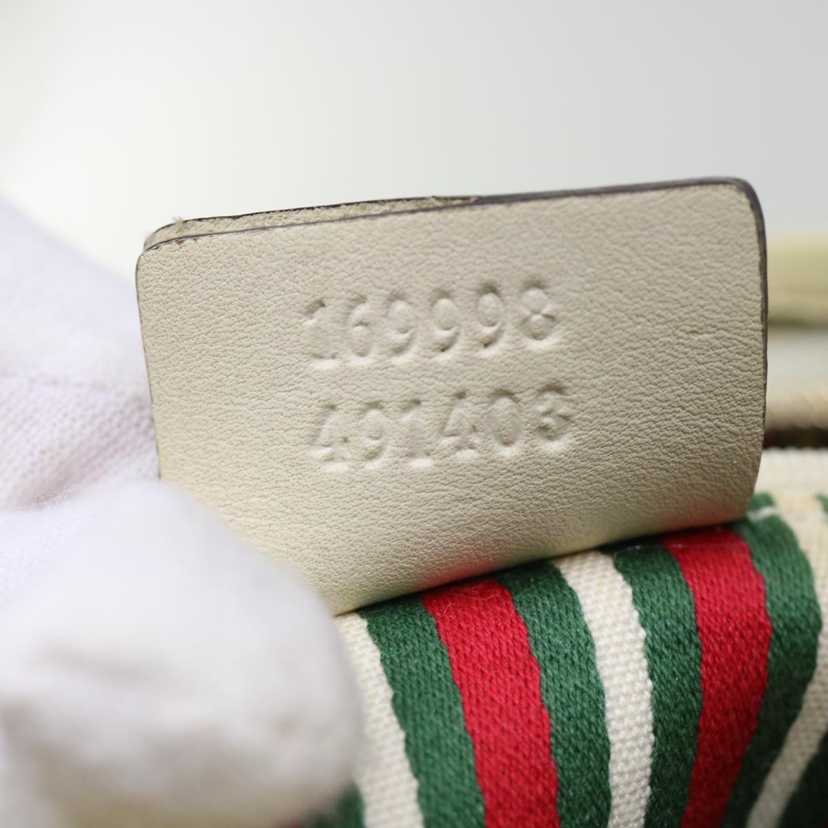 GUCCI GG Canvas Shoulder Bag Beige White 53663