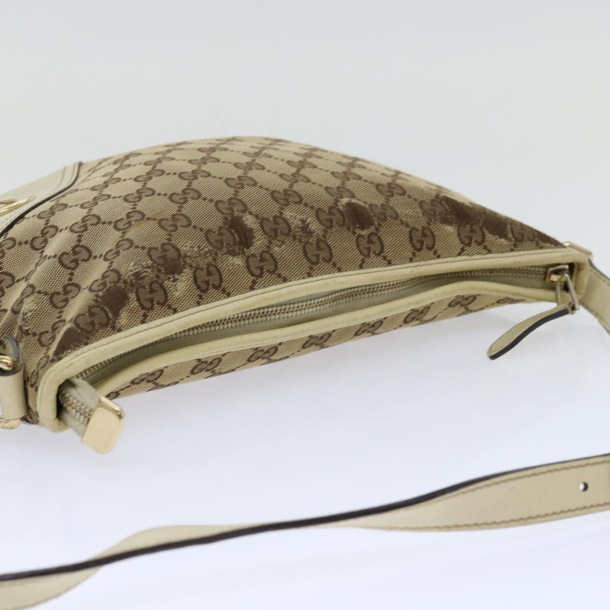 GUCCI GG Canvas Shoulder Bag Beige White 53663
