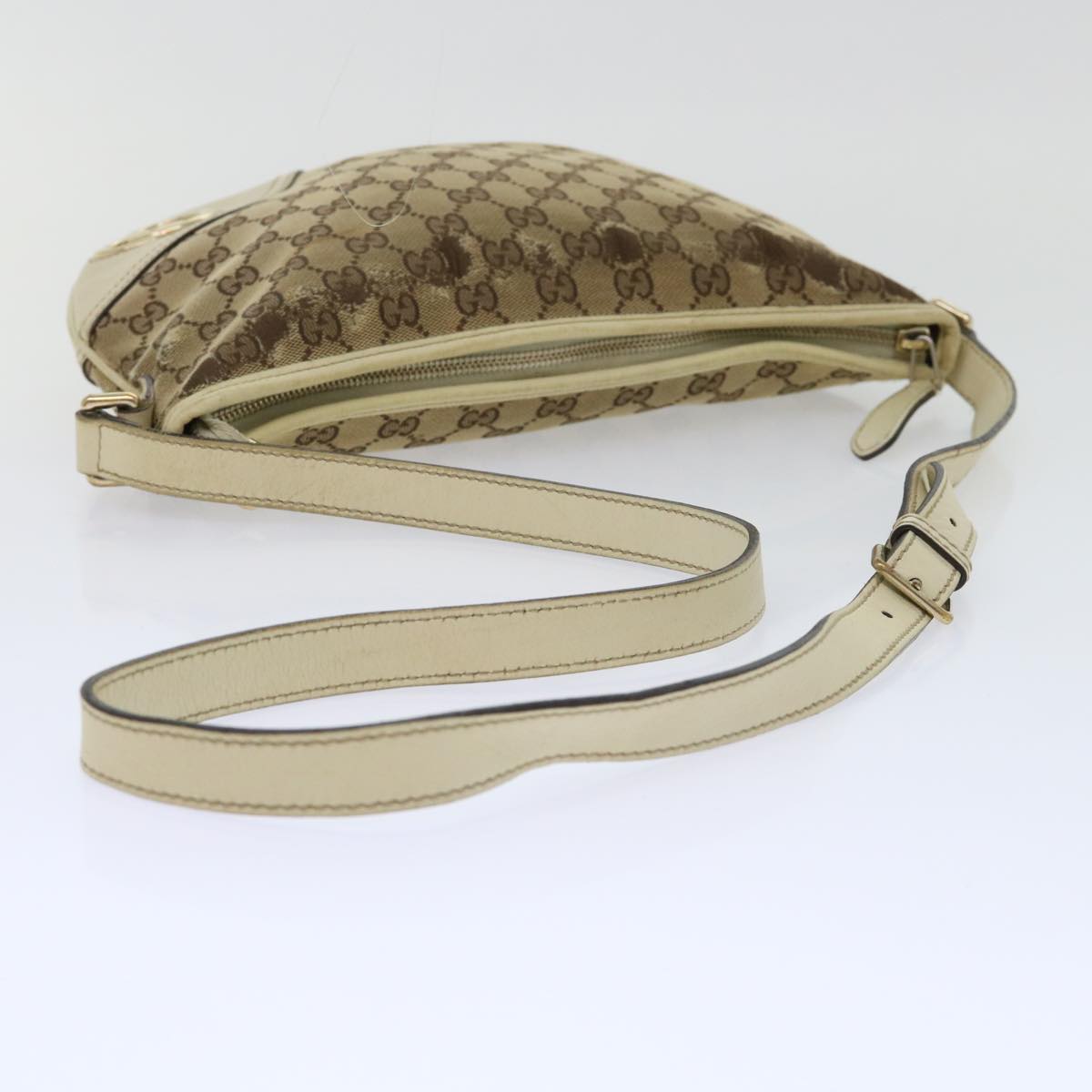 GUCCI GG Canvas Shoulder Bag Beige White 53663