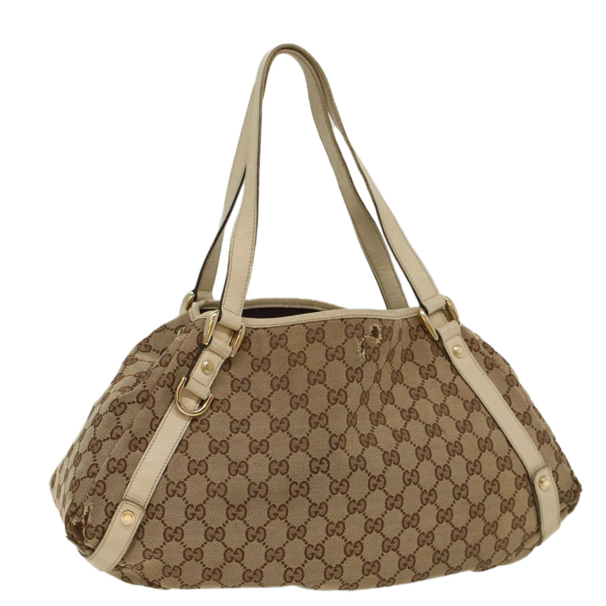 GUCCI GG Canvas Tote Bag Beige White 53667