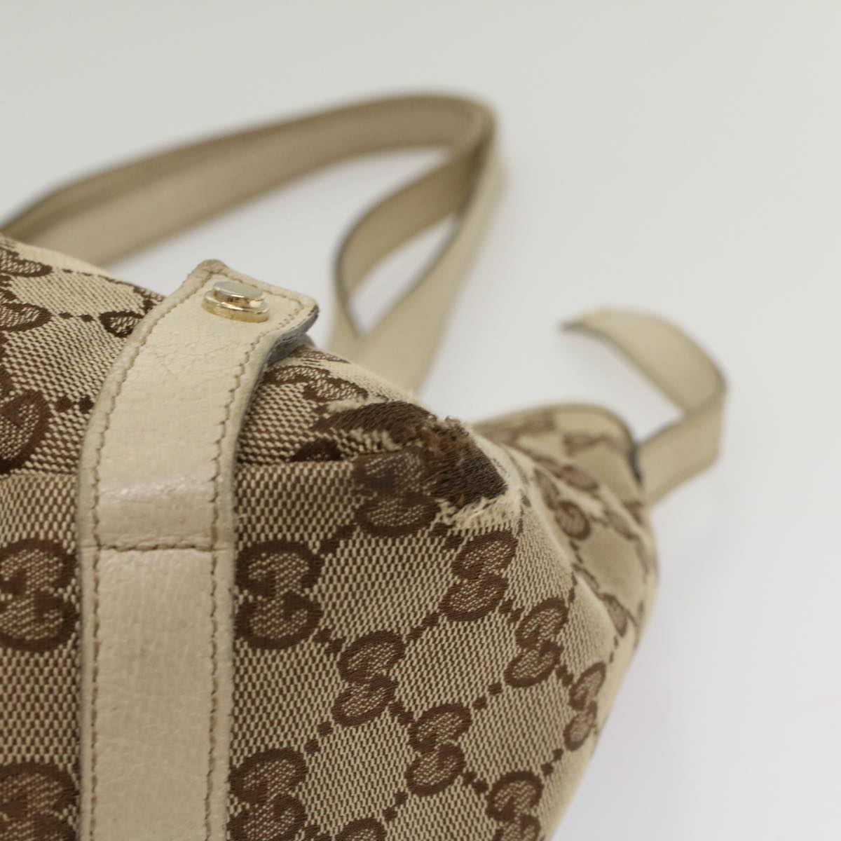 GUCCI GG Canvas Tote Bag Beige White 53667