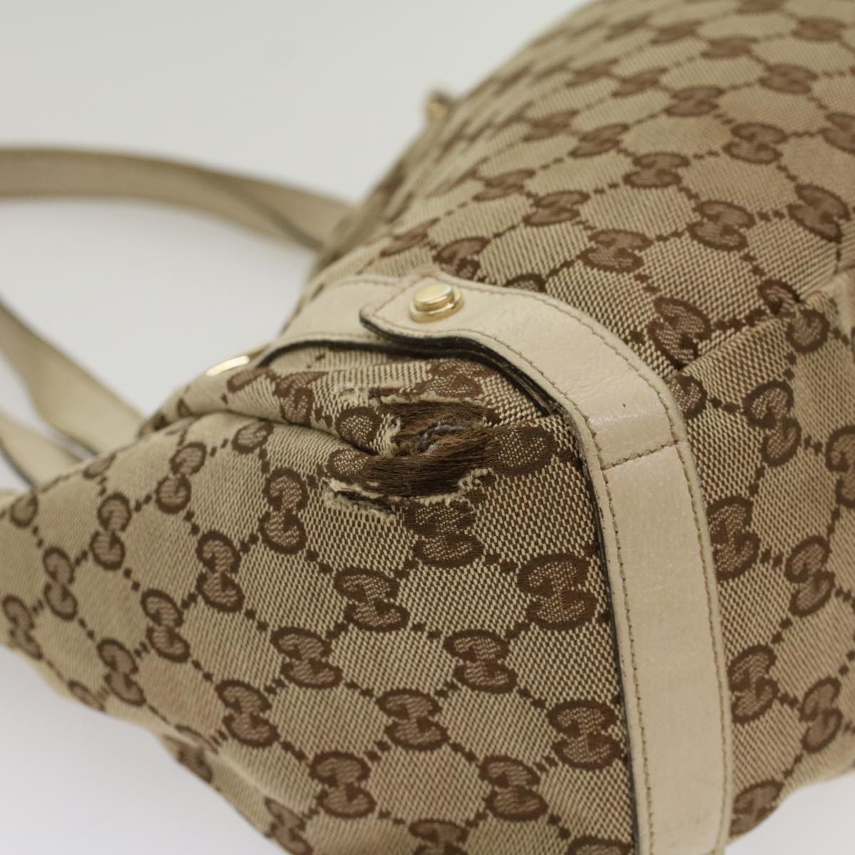 GUCCI GG Canvas Tote Bag Beige White 53667