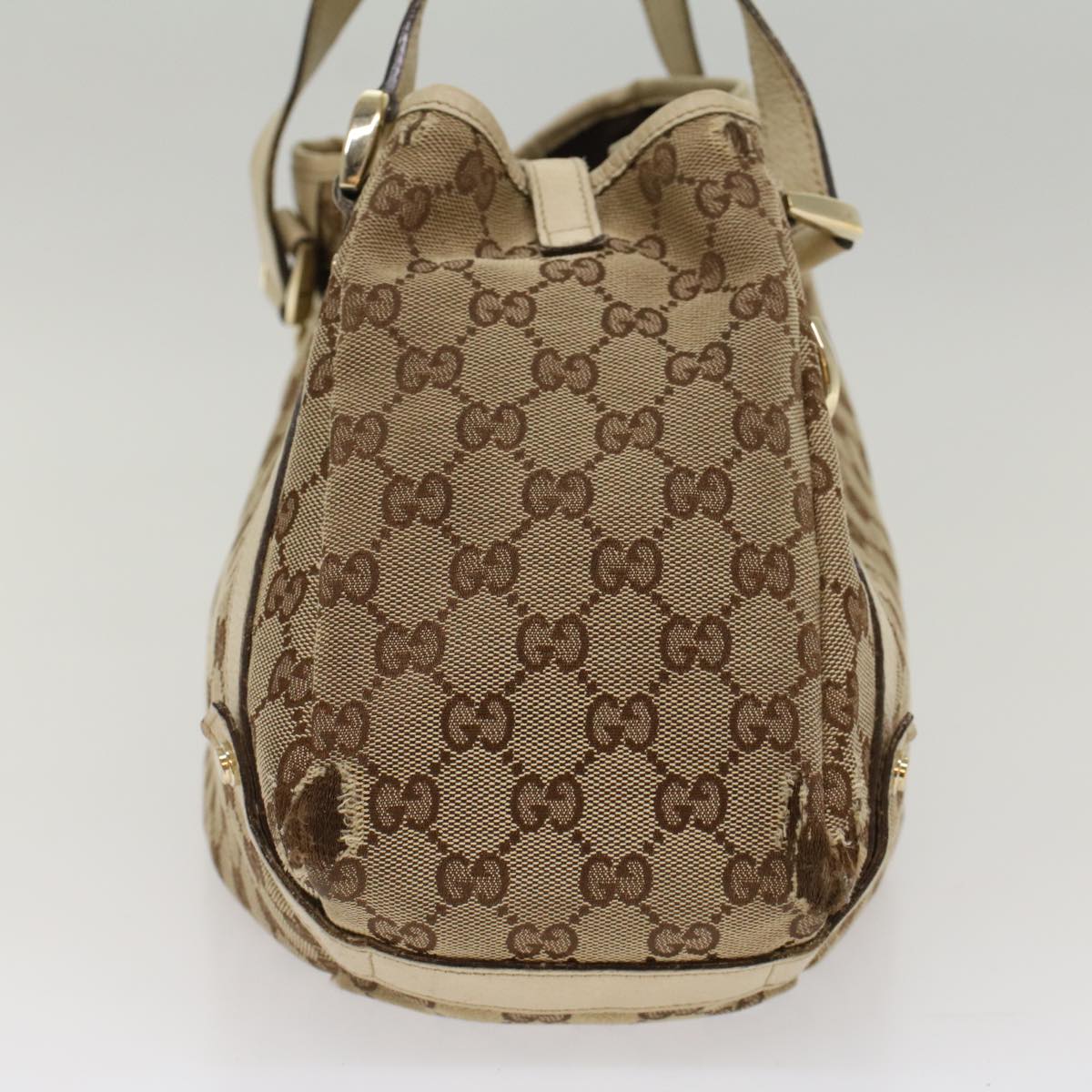 GUCCI GG Canvas Tote Bag Beige White 53667