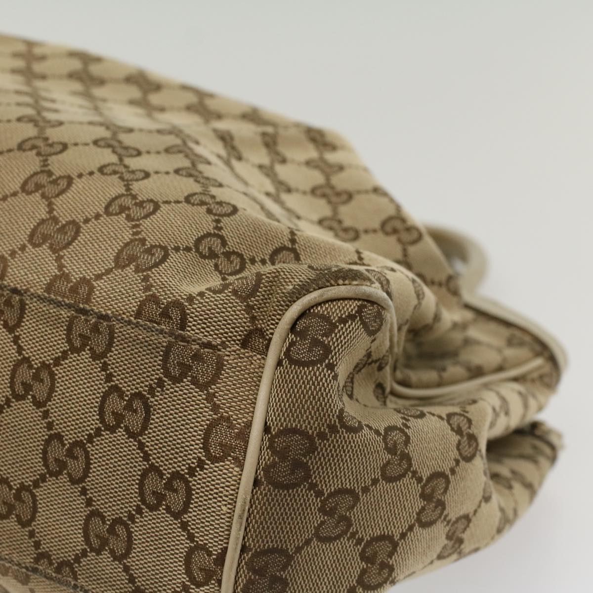 GUCCI GG Canvas Hand Bag Beige White 53669