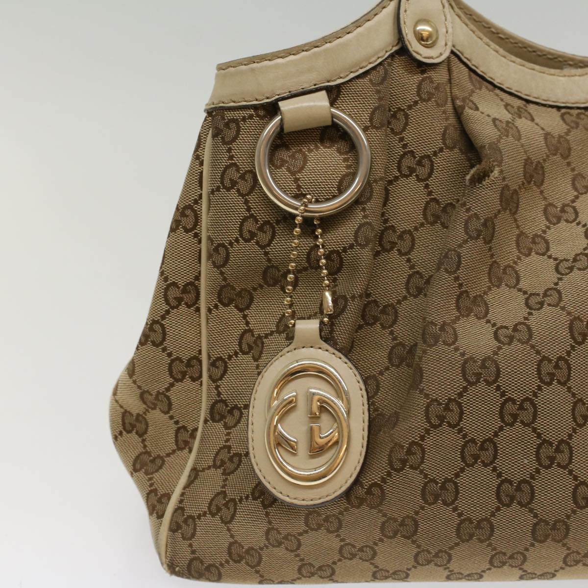 GUCCI GG Canvas Hand Bag Beige White 53669