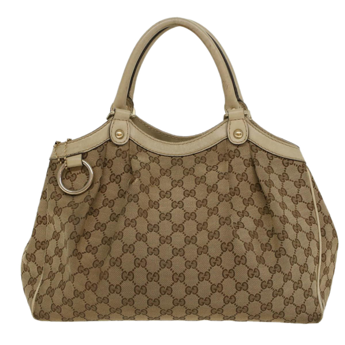 GUCCI GG Canvas Hand Bag Beige White 53669