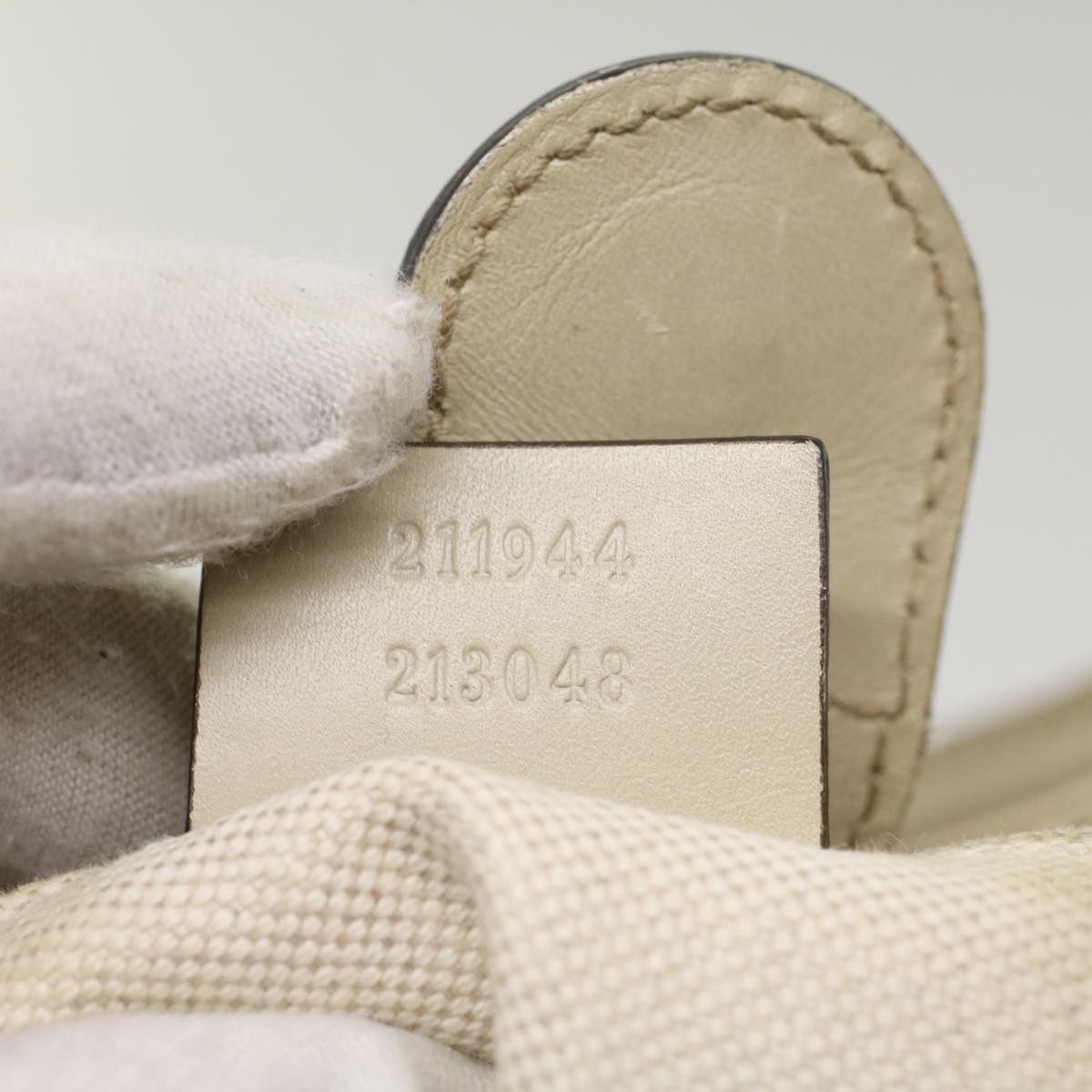 GUCCI GG Canvas Hand Bag Beige White 53669