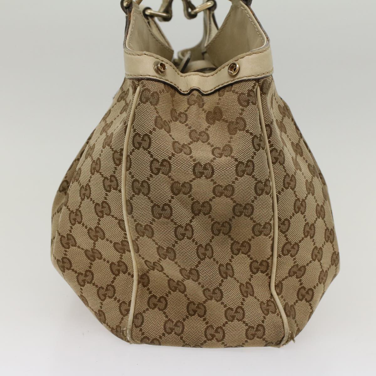 GUCCI GG Canvas Hand Bag Beige White 53669