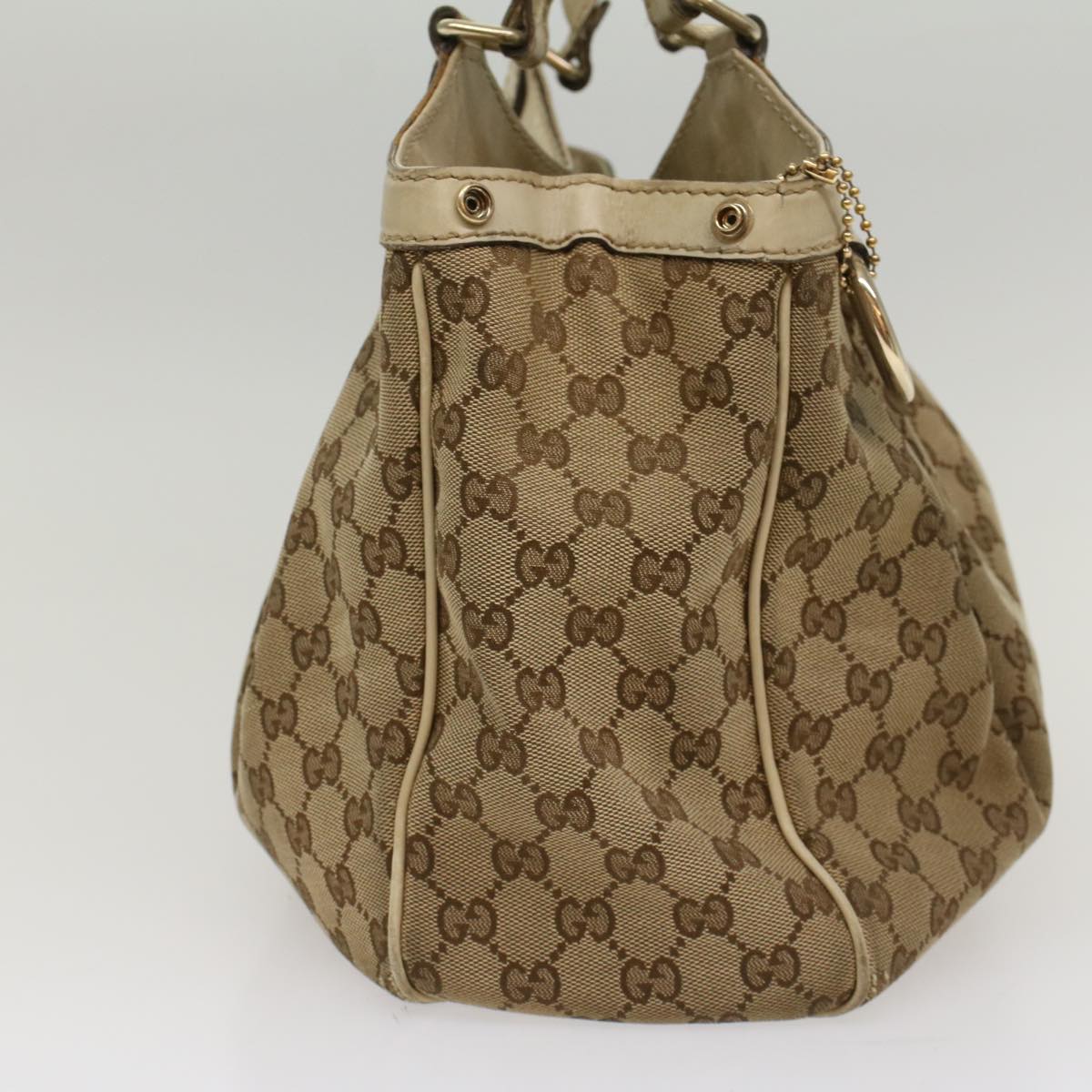 GUCCI GG Canvas Hand Bag Beige White 53669