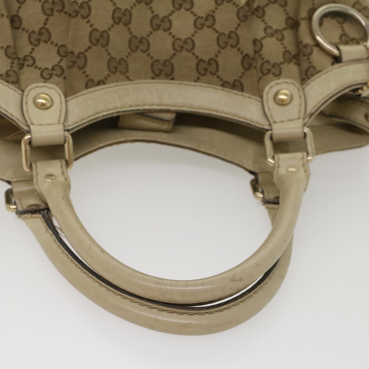 GUCCI GG Canvas Hand Bag Beige White 53669