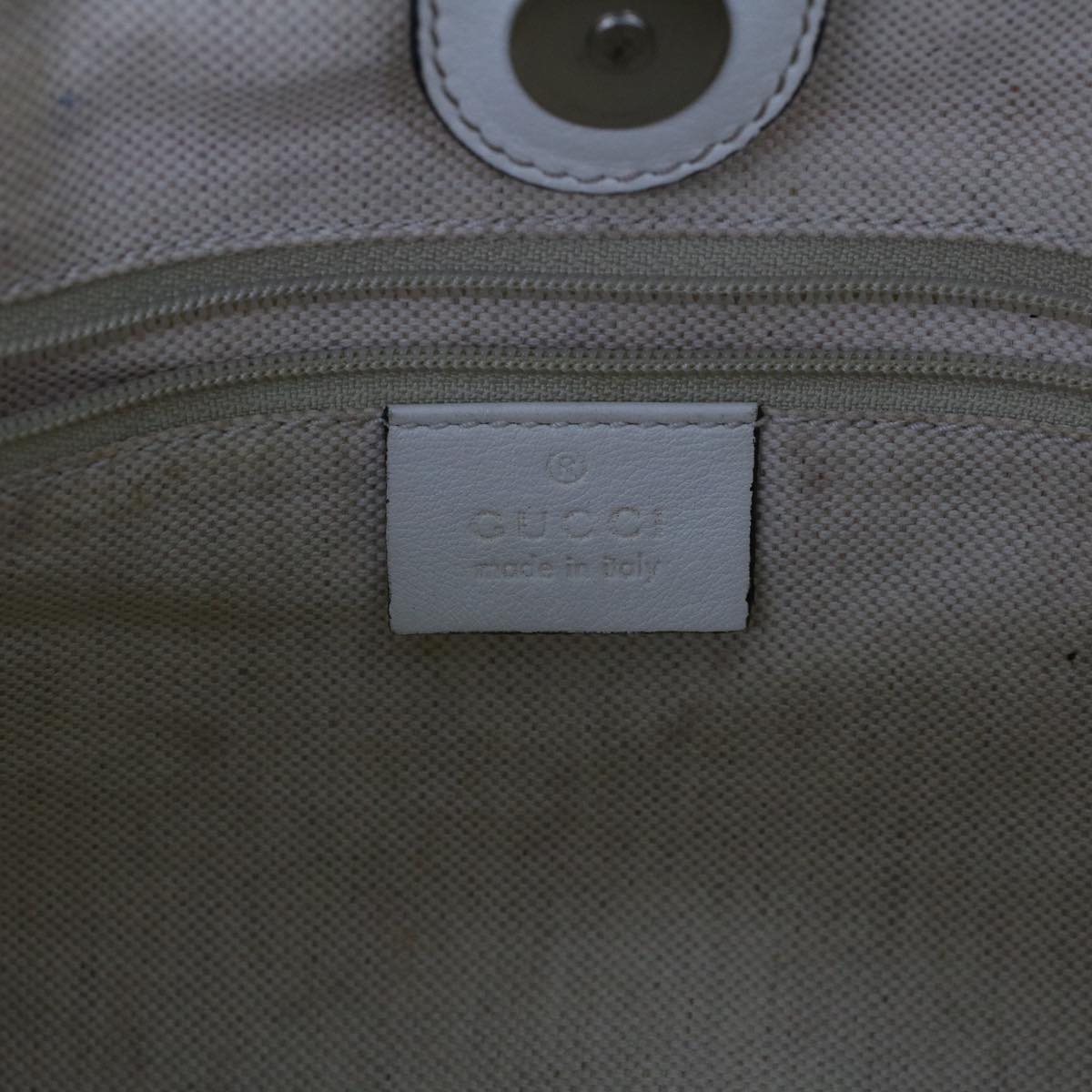 GUCCI Hand Bag Straw Leather White 211944 53671