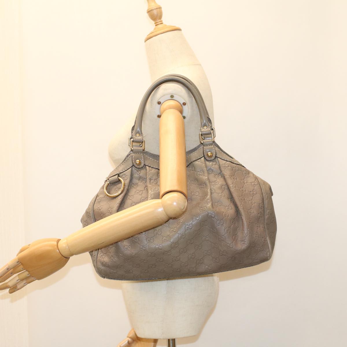 GUCCI Guccissima GG Canvas Hand Bag Leather Gray 53672