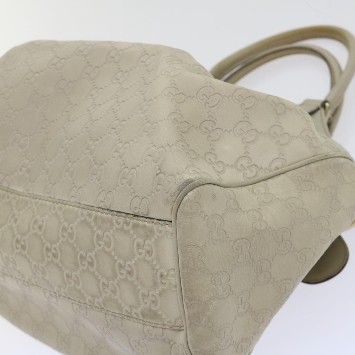 GUCCI Guccissima GG Canvas Hand Bag Leather Cream Beige 53673