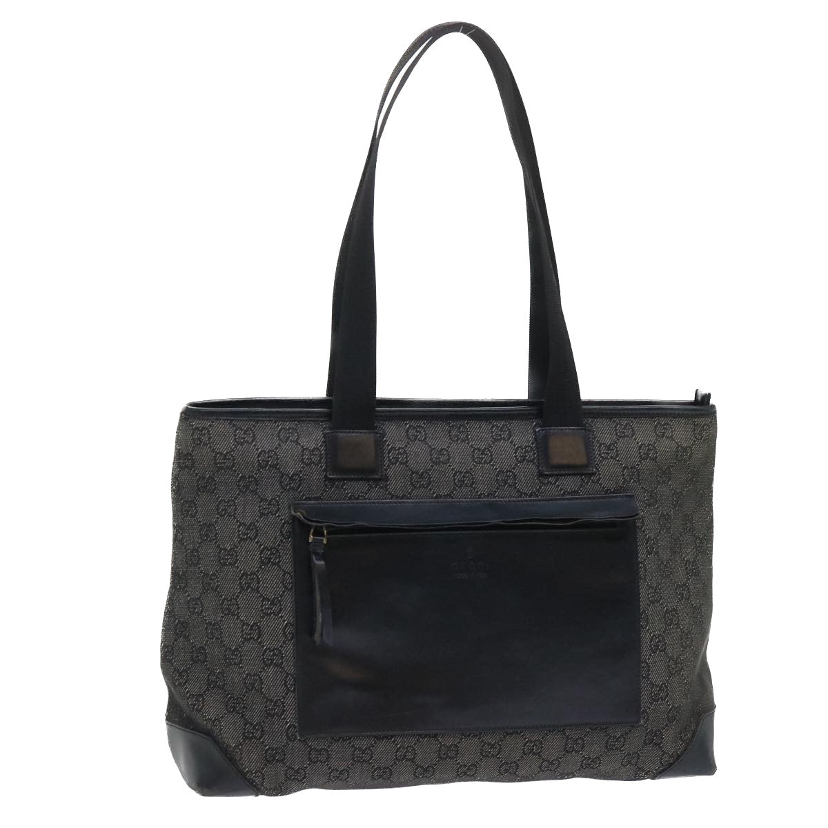 GUCCI GG Canvas Tote Bag Canvas Leather Black 53674