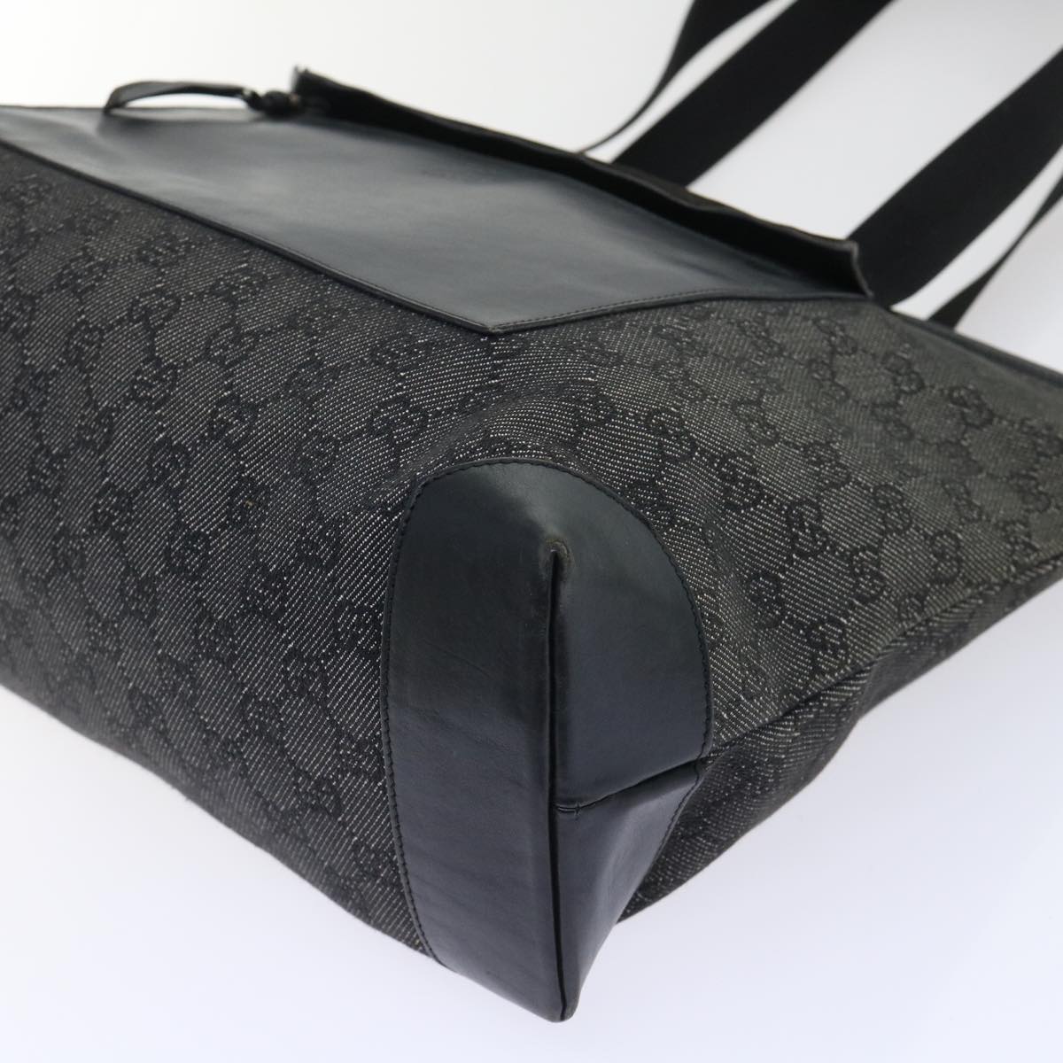 GUCCI GG Canvas Tote Bag Canvas Leather Black 53674