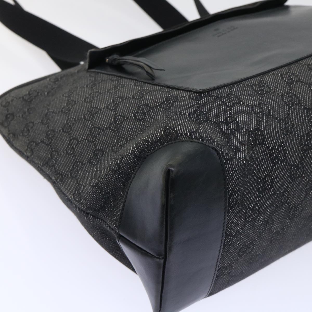 GUCCI GG Canvas Tote Bag Canvas Leather Black 53674