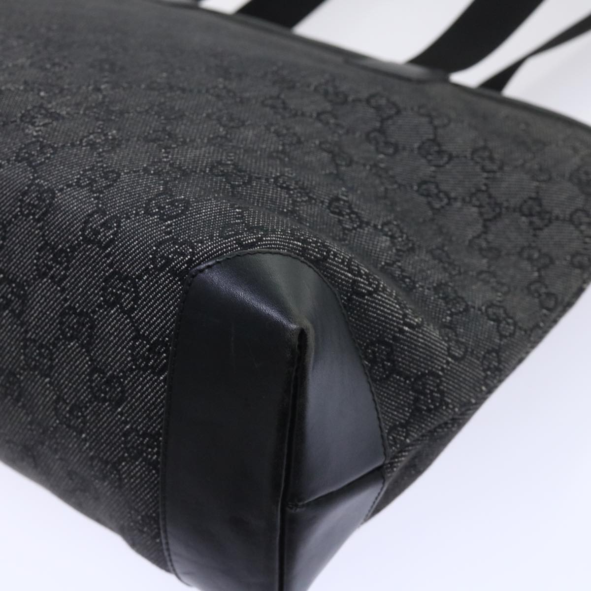 GUCCI GG Canvas Tote Bag Canvas Leather Black 53674