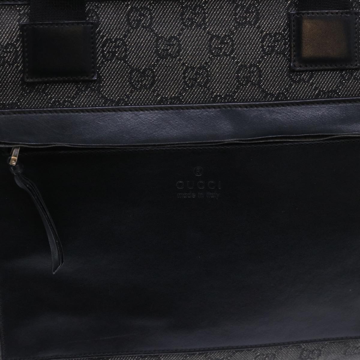 GUCCI GG Canvas Tote Bag Canvas Leather Black 53674