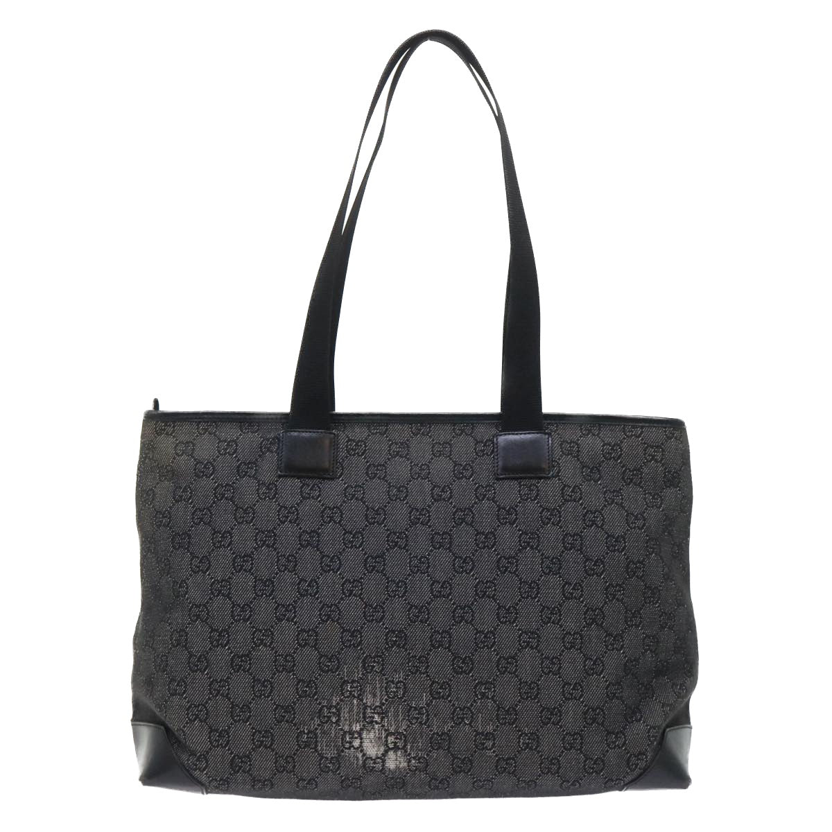 GUCCI GG Canvas Tote Bag Canvas Leather Black 53674
