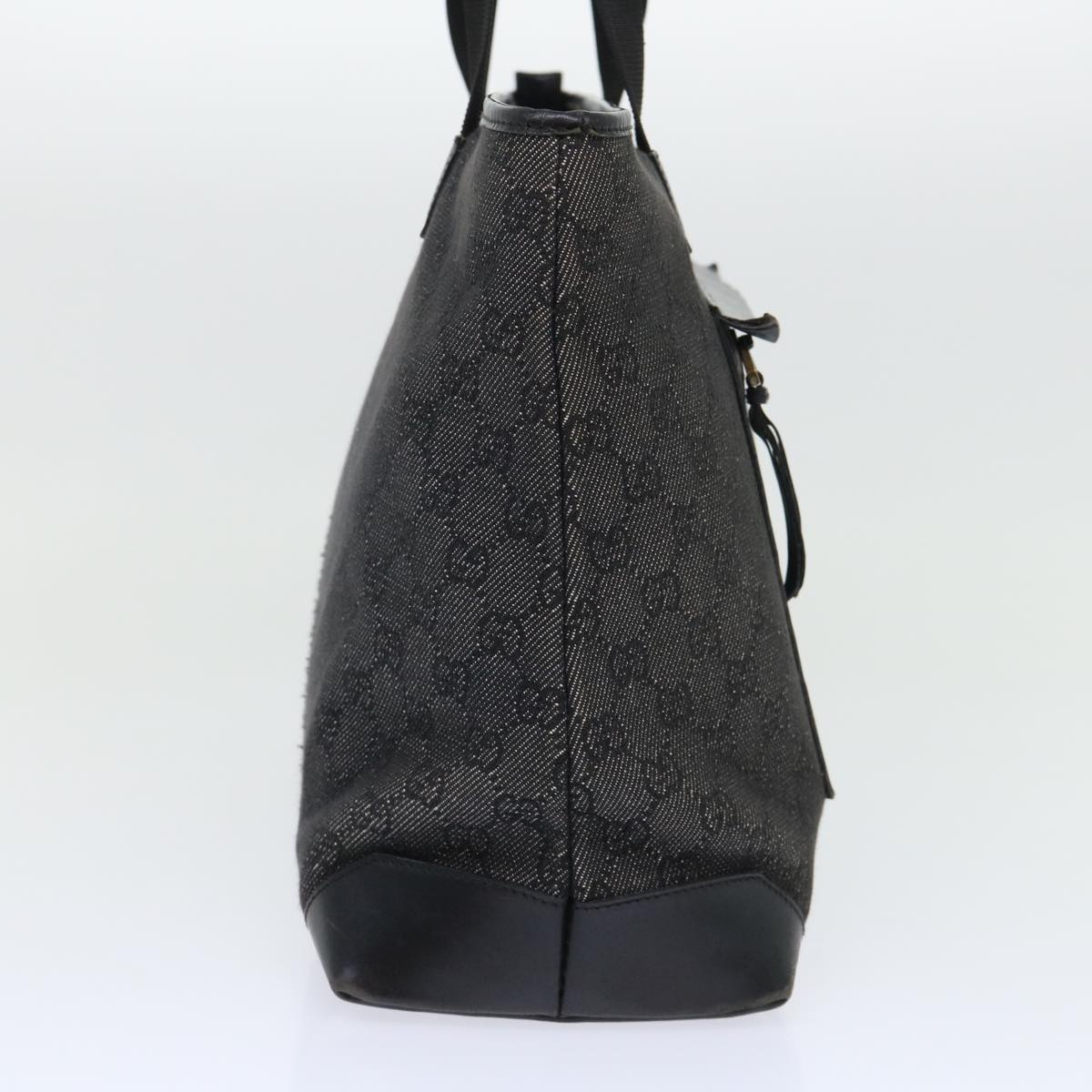 GUCCI GG Canvas Tote Bag Canvas Leather Black 53674