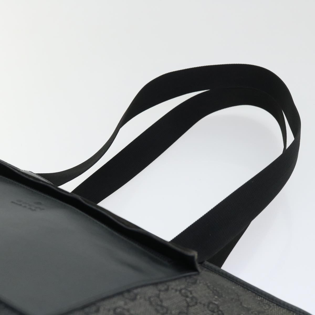 GUCCI GG Canvas Tote Bag Canvas Leather Black 53674