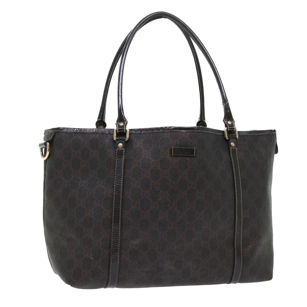 GUCCI GG Canvas Tote Bag PVC Leather Brown 53675