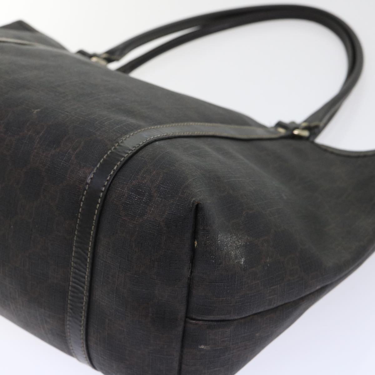 GUCCI GG Canvas Tote Bag PVC Leather Brown 53675