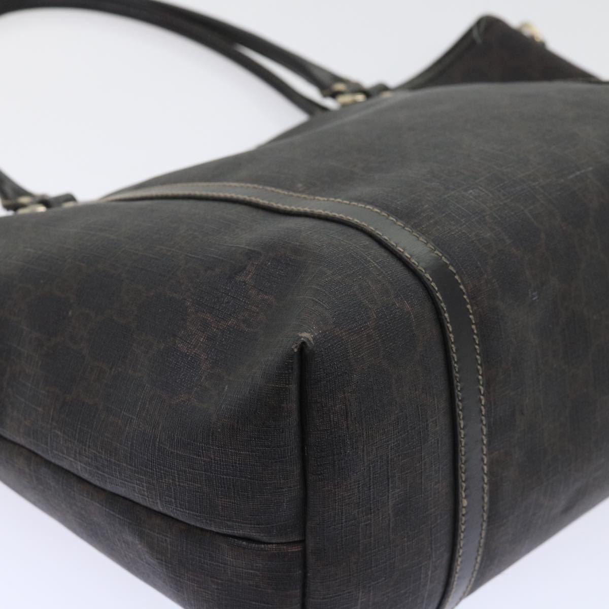 GUCCI GG Canvas Tote Bag PVC Leather Brown 53675