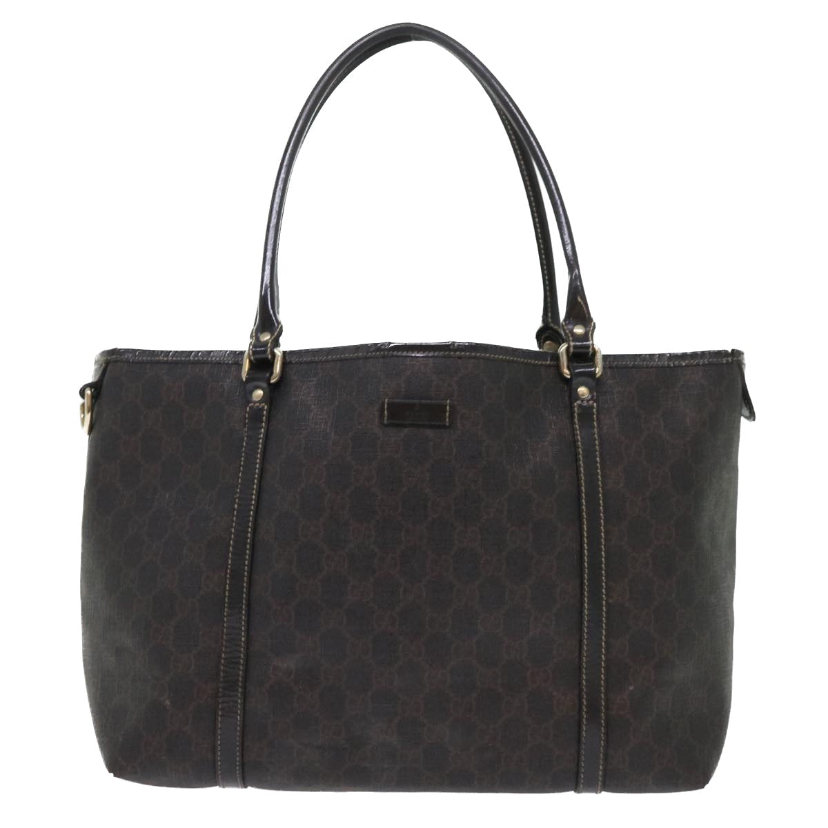 GUCCI GG Canvas Tote Bag PVC Leather Brown 53675