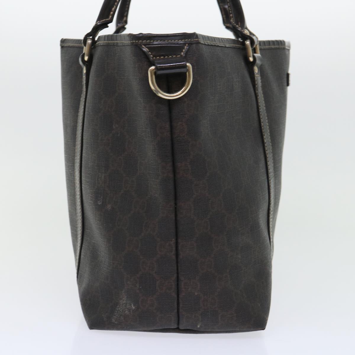 GUCCI GG Canvas Tote Bag PVC Leather Brown 53675