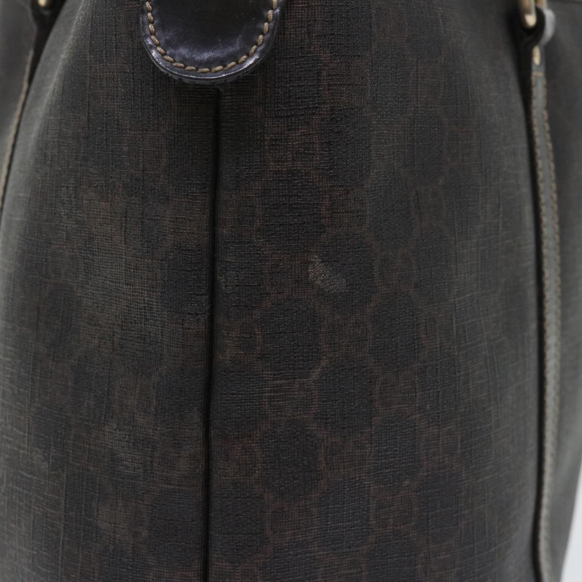 GUCCI GG Canvas Tote Bag PVC Leather Brown 53675