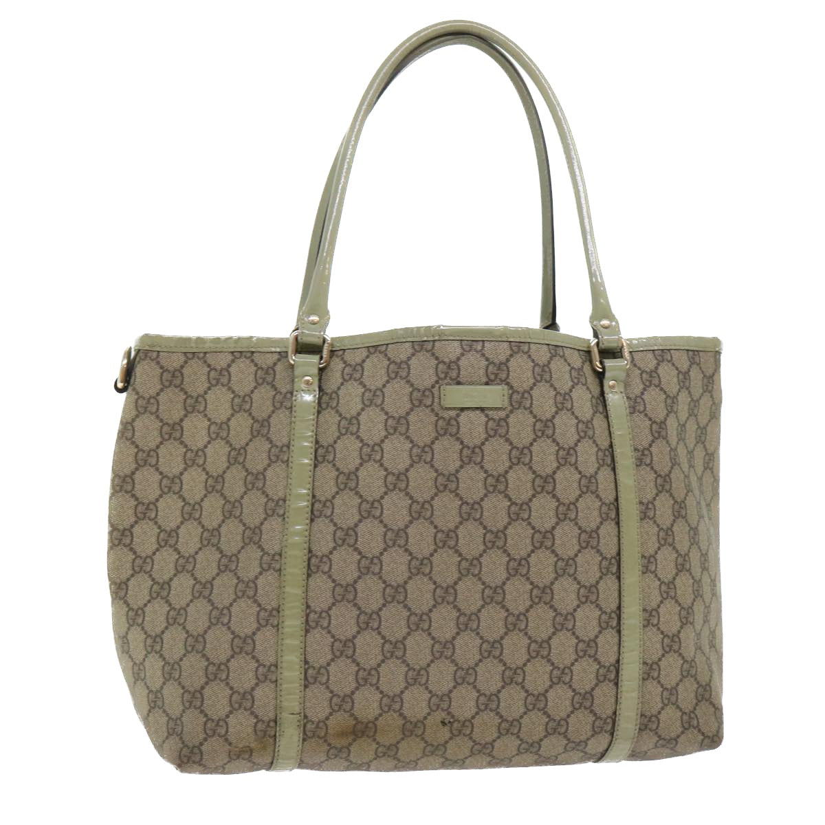 GUCCI GG Canvas Tote Bag PVC Leather Beige 53677