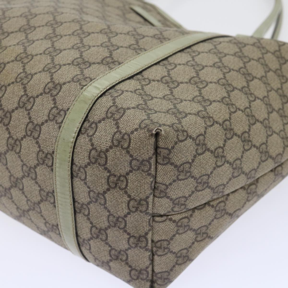 GUCCI GG Canvas Tote Bag PVC Leather Beige 53677