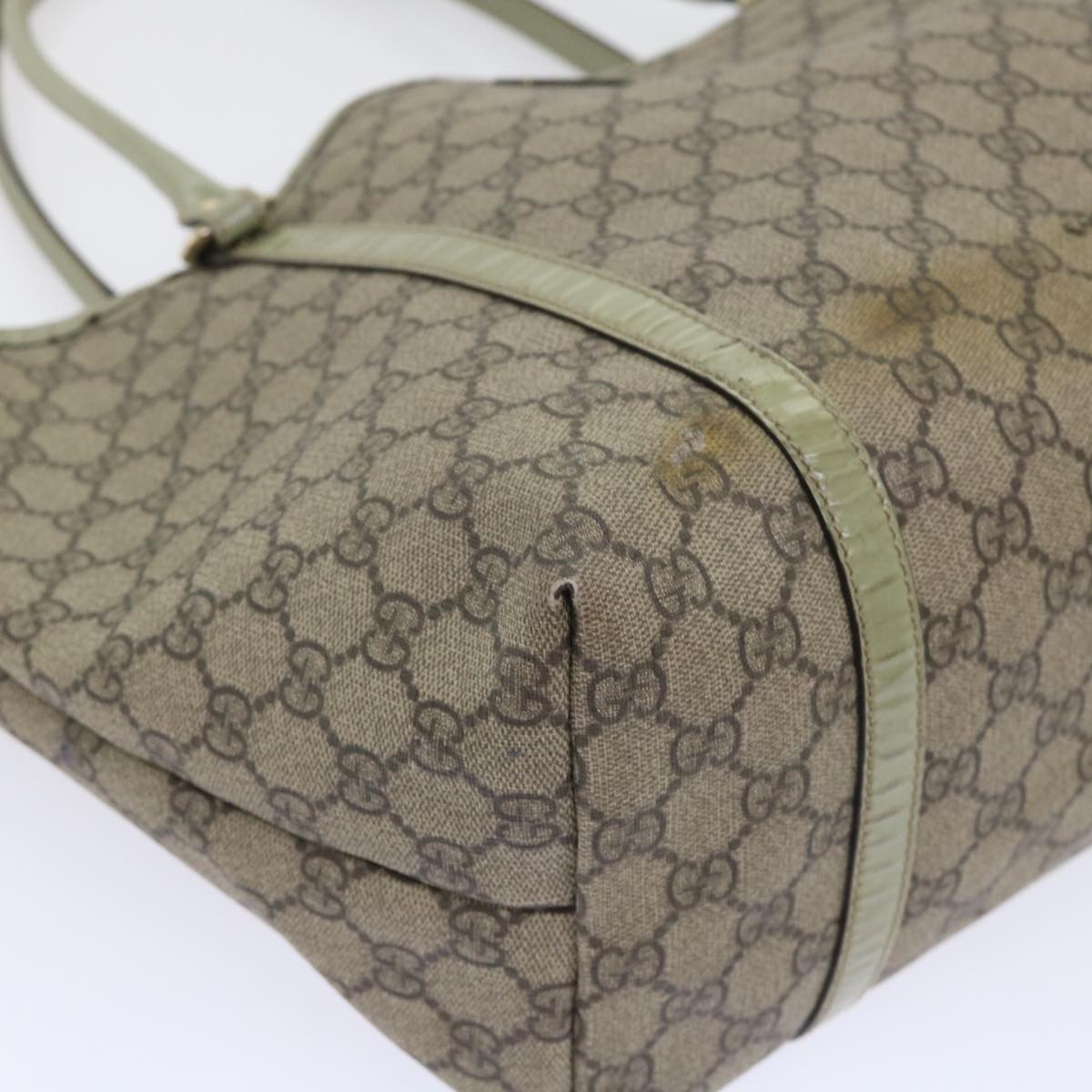 GUCCI GG Canvas Tote Bag PVC Leather Beige 53677