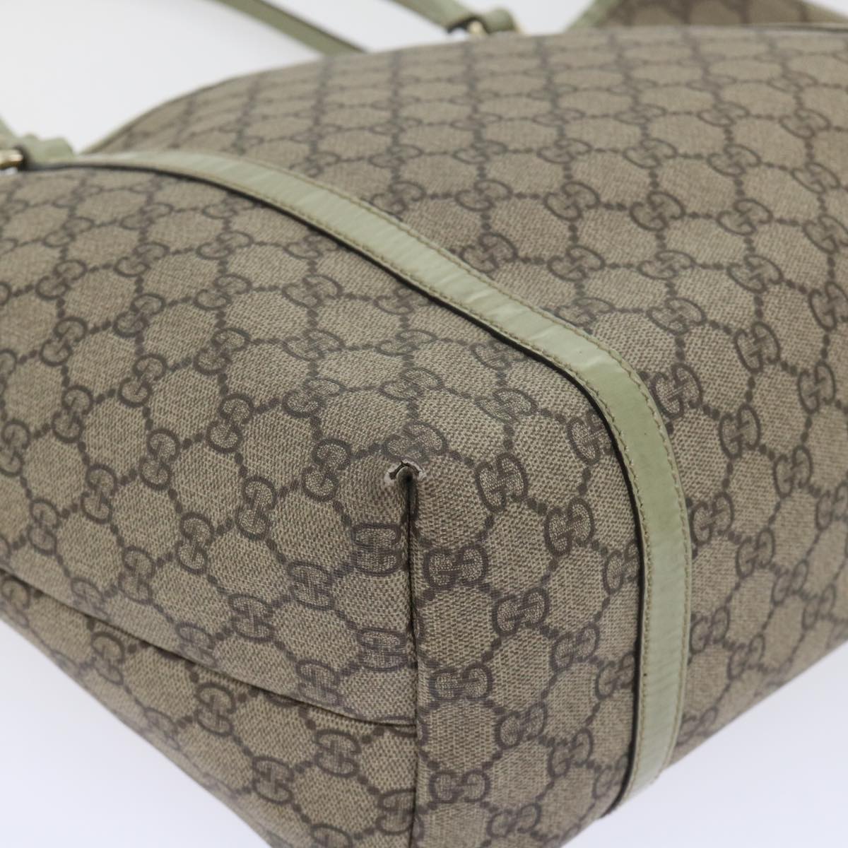 GUCCI GG Canvas Tote Bag PVC Leather Beige 53677