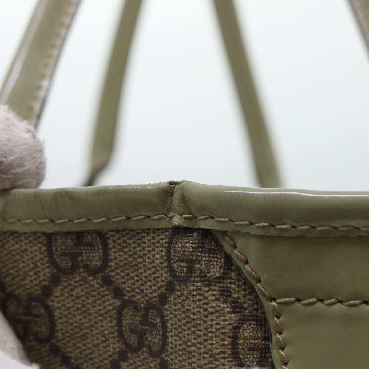 GUCCI GG Canvas Tote Bag PVC Leather Beige 53677