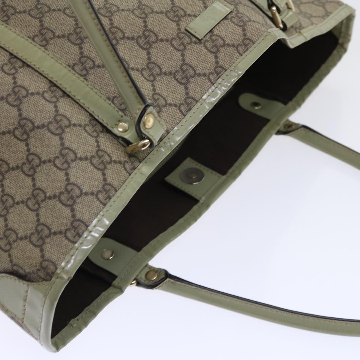 GUCCI GG Canvas Tote Bag PVC Leather Beige 53677