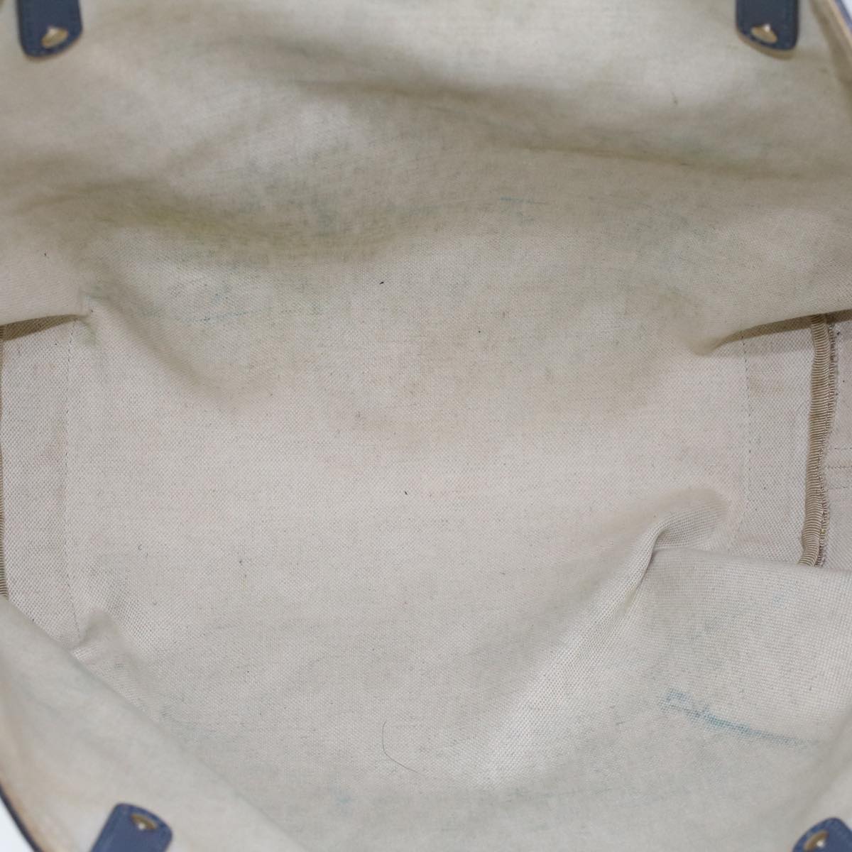 GUCCI GG Canvas Tote Bag Canvas Leather Beige Blue 53678