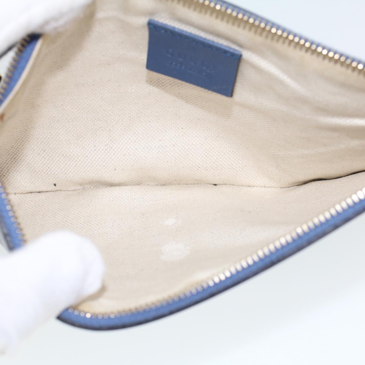 GUCCI GG Canvas Tote Bag Canvas Leather Beige Blue 53678