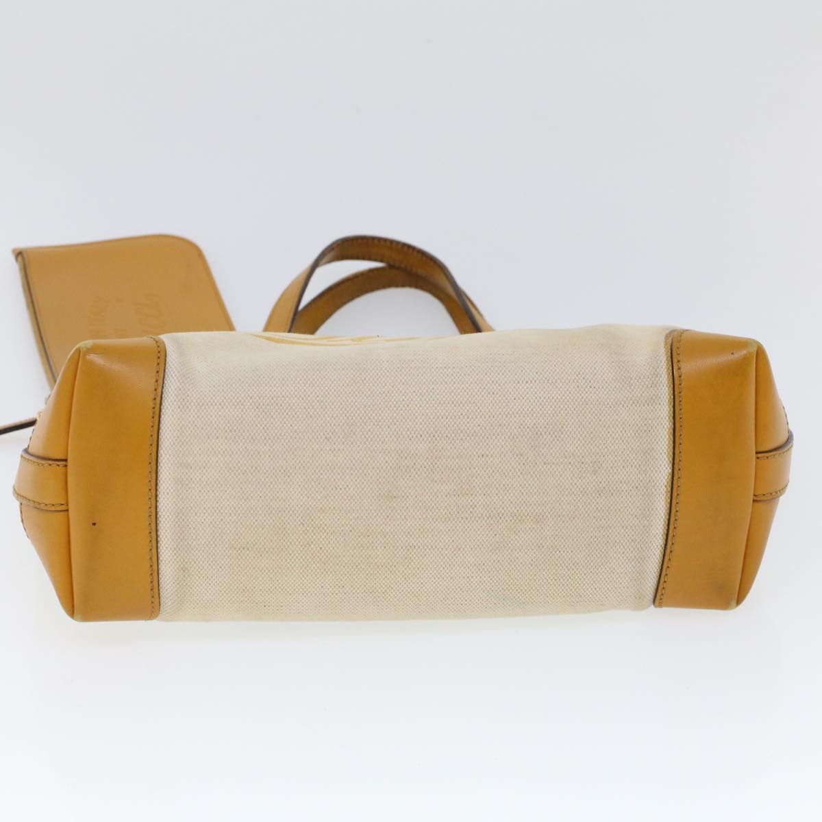 GUCCI Hand Bag Canvas Leather Beige Orange 53679