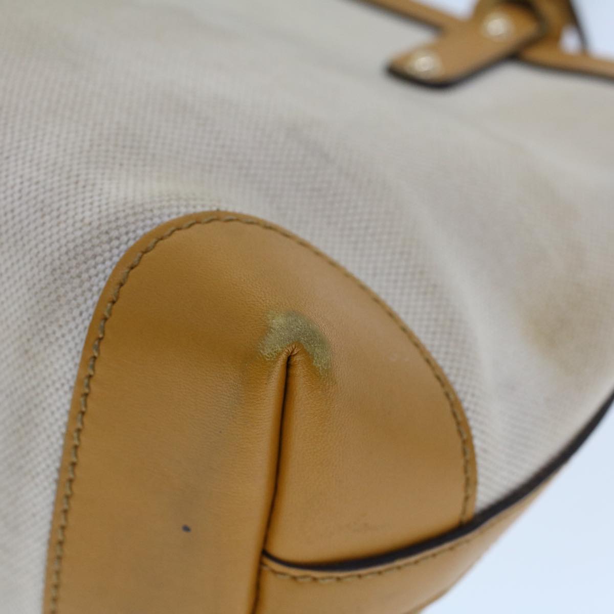 GUCCI Hand Bag Canvas Leather Beige Orange 53679