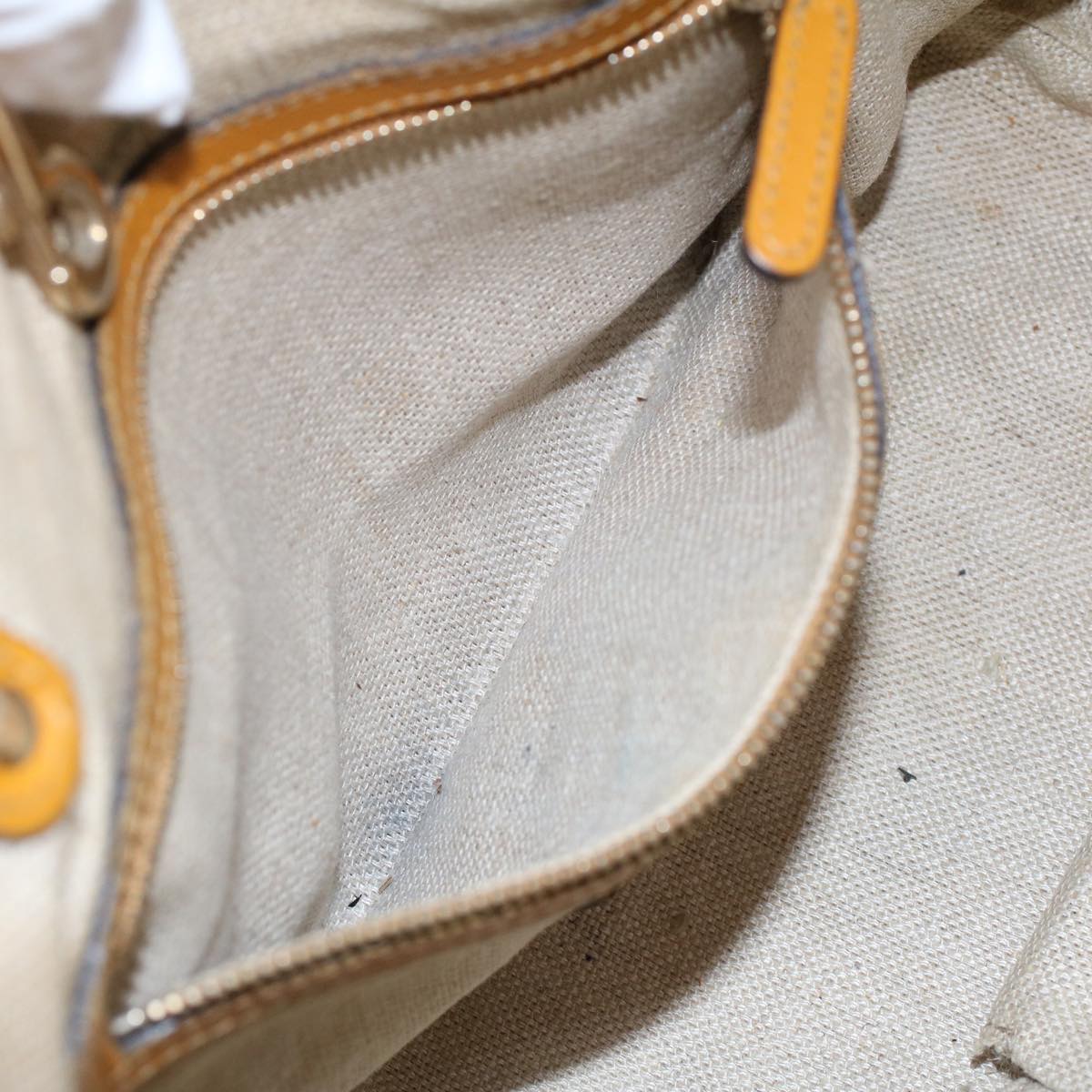 GUCCI Hand Bag Canvas Leather Beige Orange 53679