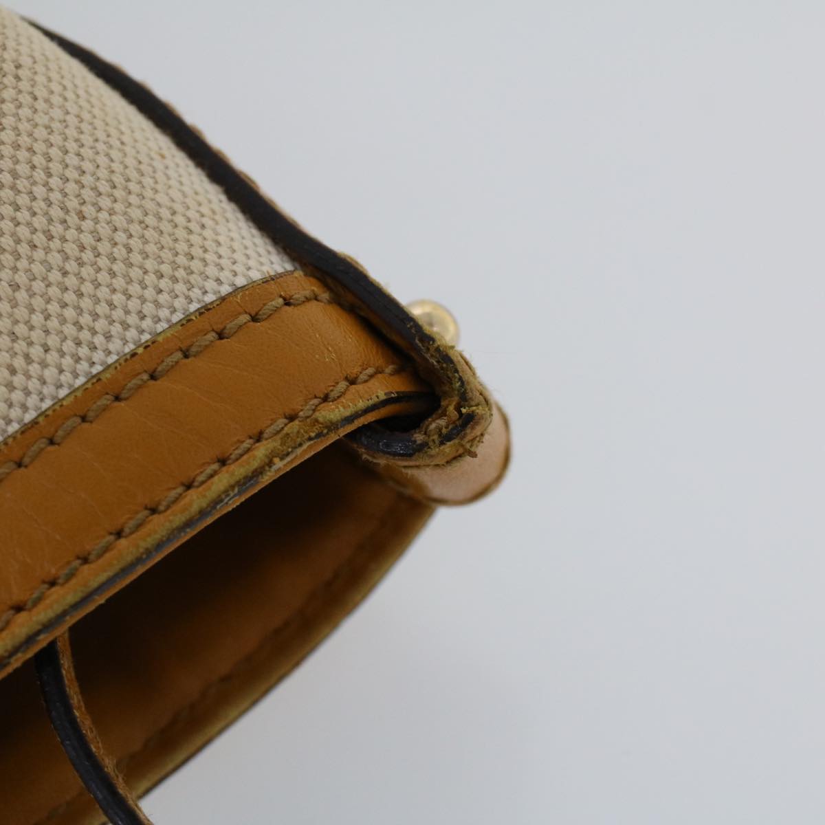 GUCCI Hand Bag Canvas Leather Beige Orange 53679