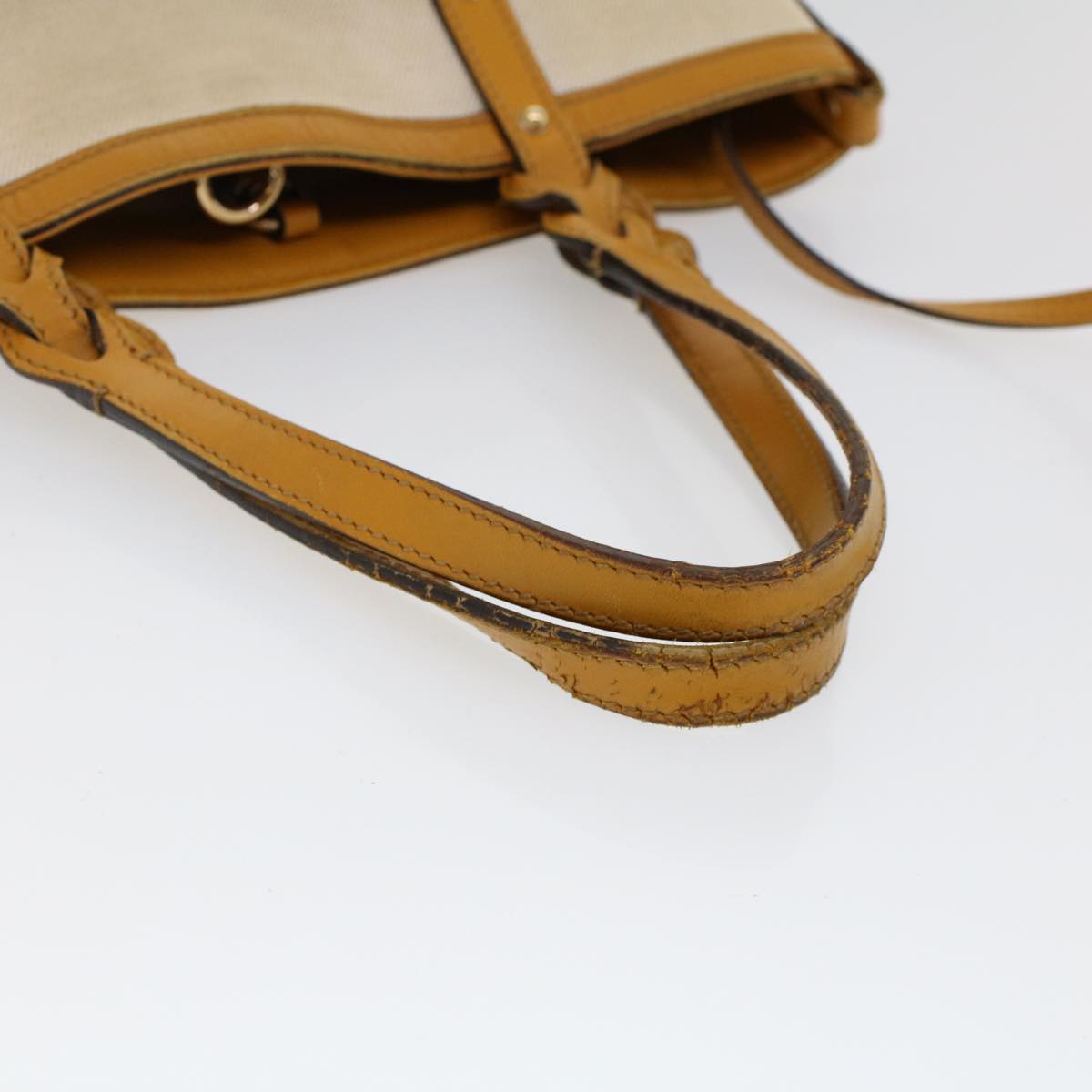 GUCCI Hand Bag Canvas Leather Beige Orange 53679