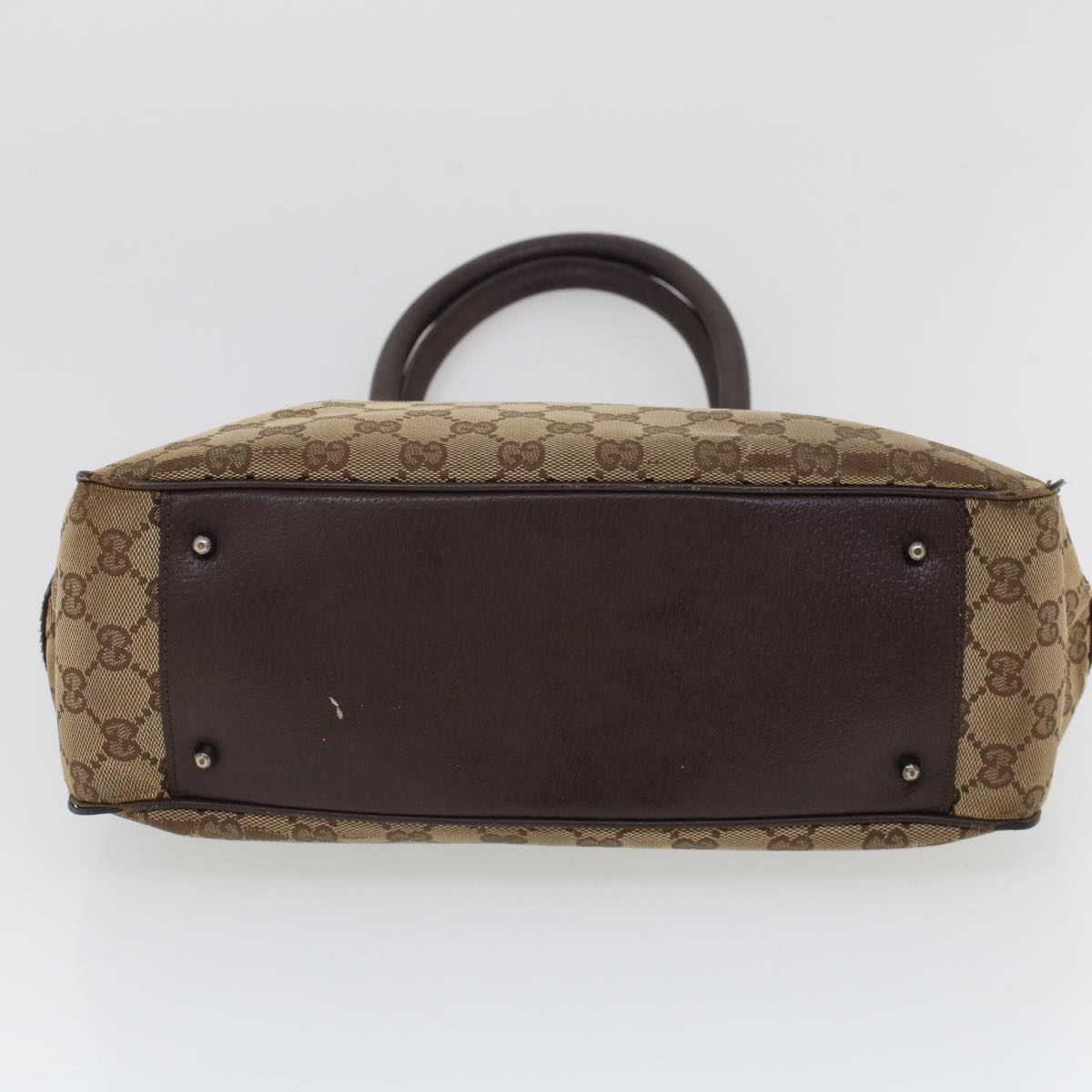 GUCCI GG Canvas Hand Bag Canvas Leather Beige Brown 53680
