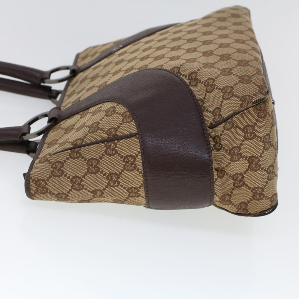 GUCCI GG Canvas Hand Bag Canvas Leather Beige Brown 53680