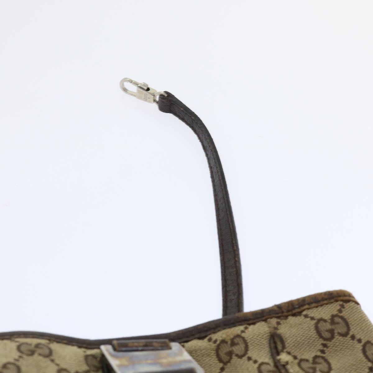 GUCCI GG Canvas Web Sherry Line Hand Bag Canvas Leather Beige Green 53681