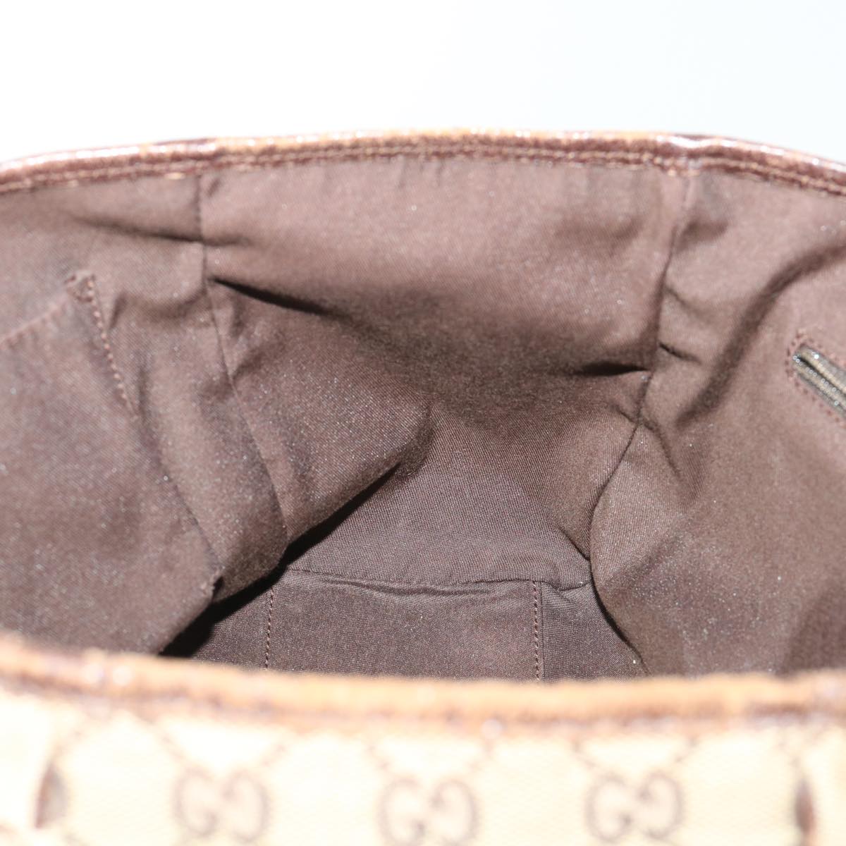 GUCCI GG Canvas Web Sherry Line Hand Bag Canvas Leather Beige Green 53681