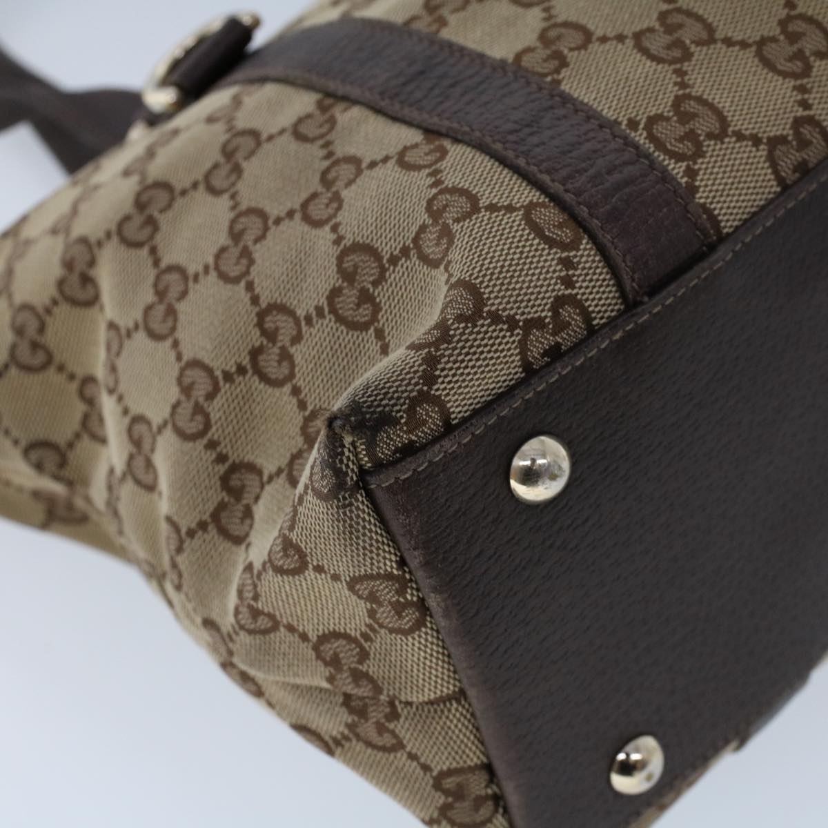 GUCCI GG Canvas Tote Bag Nylon Beige Brown 53682