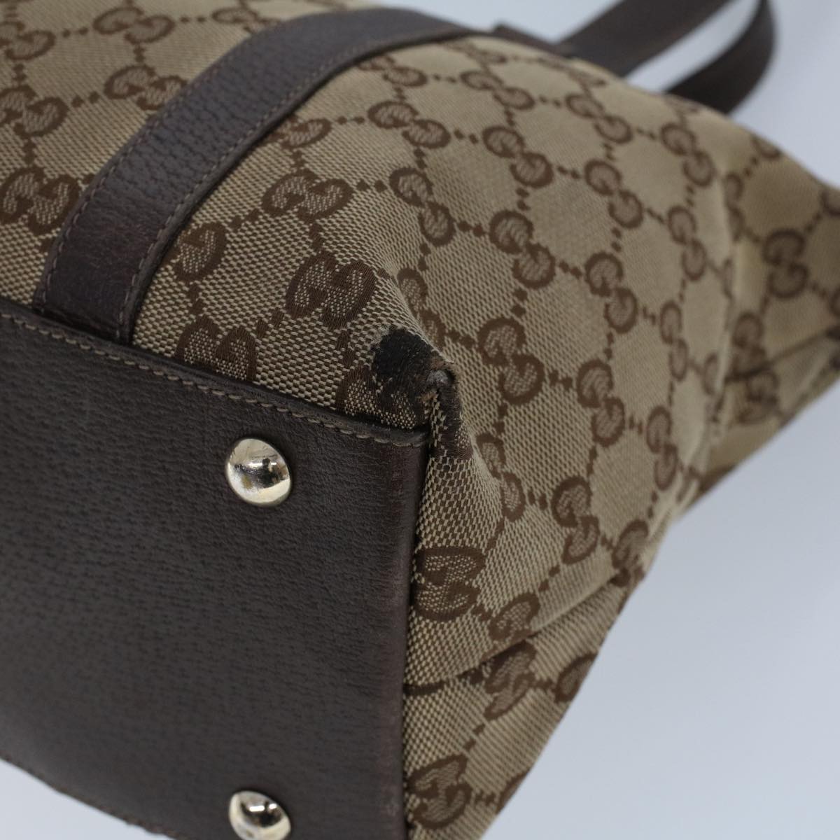 GUCCI GG Canvas Tote Bag Nylon Beige Brown 53682